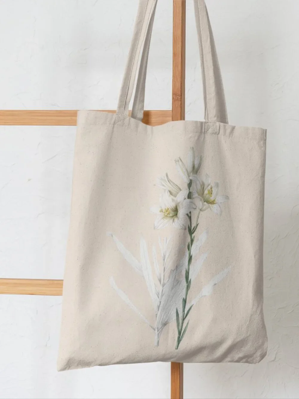 Madonna Lily Vintage Floral Print Graphic Canvas Tote Bag